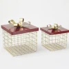 RETIF Boites Cadeau En Metal Or Et Rouge 23,5 X 23,5 X 24 + 18,5 X 18,5 X 20 Cm - Par2 Best