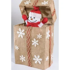 RETIF Bonhomme De Neige Automate Dans Paquet Cadeau Beige 36 Leds 44.5X23X52.5Cm Cheap
