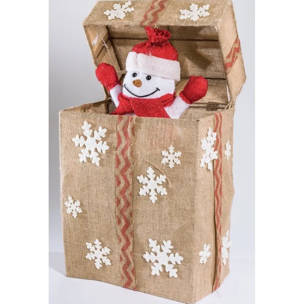RETIF Bonhomme De Neige Automate Dans Paquet Cadeau Beige 36 Leds 44.5X23X52.5Cm Cheap