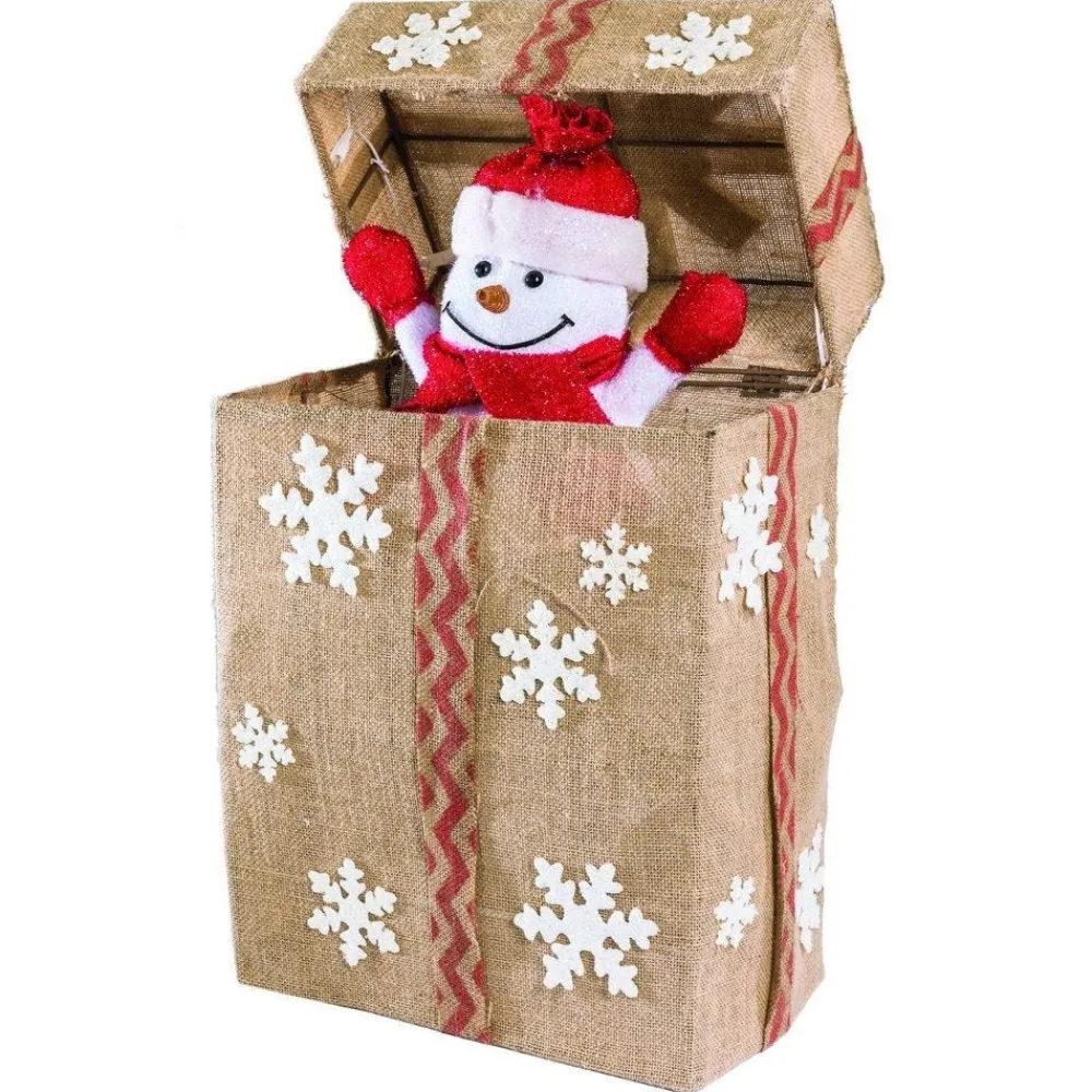 RETIF Bonhomme De Neige Automate Dans Paquet Cadeau Beige 36 Leds 44.5X23X52.5Cm Cheap