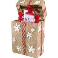 RETIF Bonhomme De Neige Automate Dans Paquet Cadeau Beige 36 Leds 44.5X23X52.5Cm Cheap
