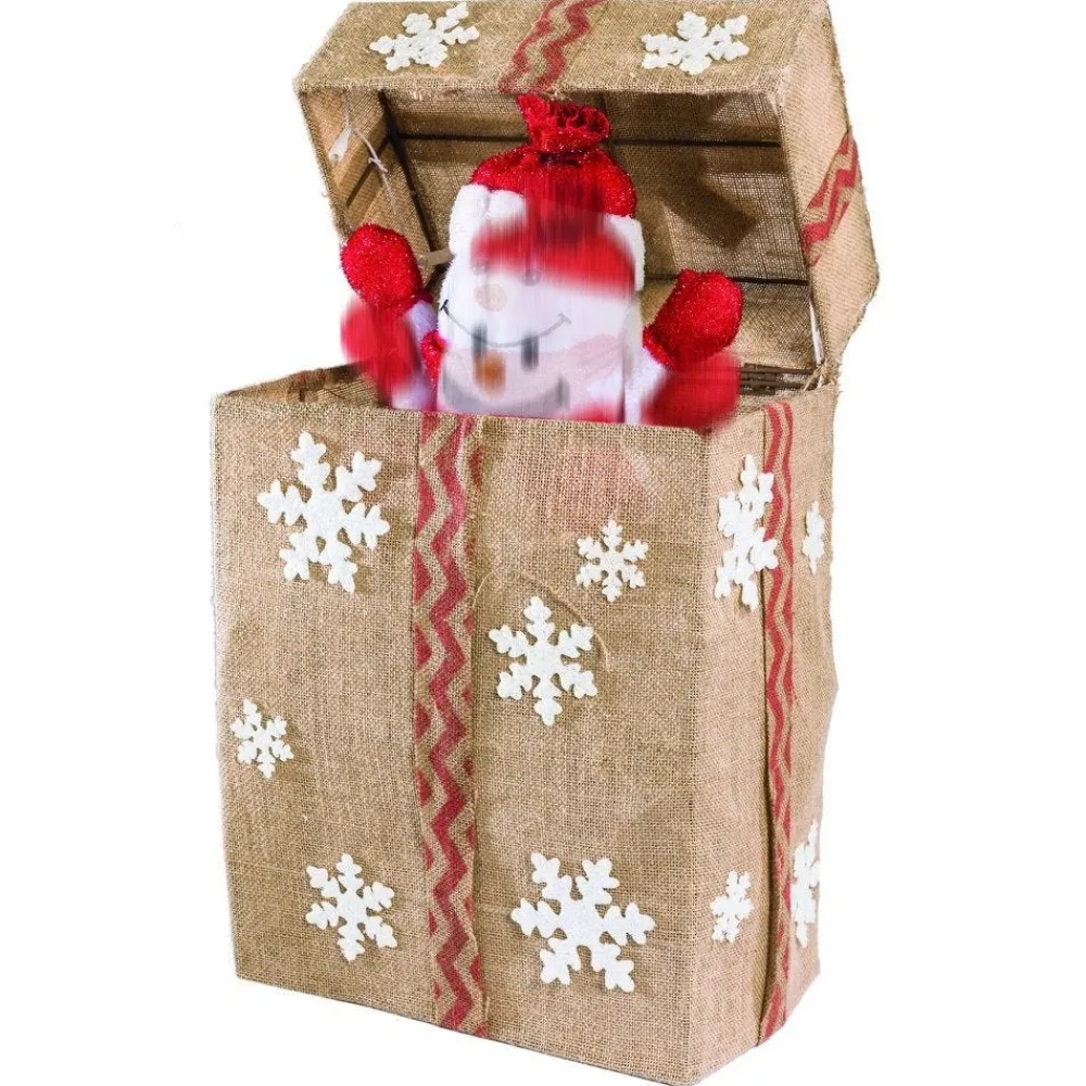RETIF Bonhomme De Neige Automate Dans Paquet Cadeau Beige 36 Leds 44.5X23X52.5Cm Cheap