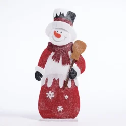 RETIF Bonhomme De Neige En Ouate Rouge Et Blanc L 54 X H 122 Cm New