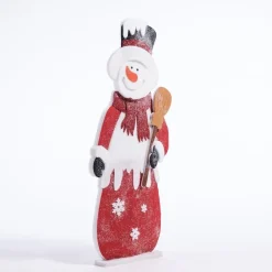 RETIF Bonhomme De Neige En Ouate Rouge Et Blanc L 54 X H 122 Cm New