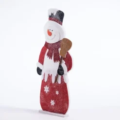 RETIF Bonhomme De Neige En Ouate Rouge Et Blanc L 54 X H 122 Cm New