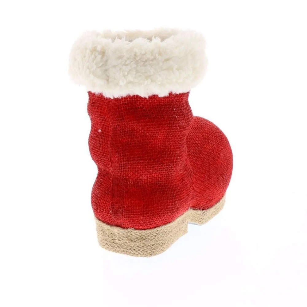 RETIF Botte Du Pere Noel Rouge Et Blanc L 25 X P 14 X H 24 Cm Hot