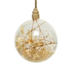 RETIF Boule Avec Fleurs Sechees 30 Micro Led Blanc Chaud O14Cm New