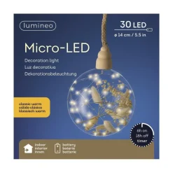 RETIF Boule Avec Fleurs Sechees 30 Micro Led Blanc Chaud O14Cm New