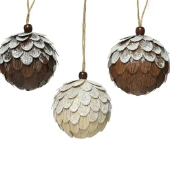 RETIF Boule De Noel Aspect Bois Enneigee O8Cm - 3 Modeles Possibles Shop