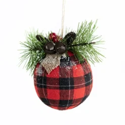 RETIF Boule En Tissu Ecossais Avec Decor Sapin O 16 Cm Discount