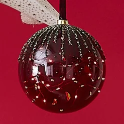 RETIF Boule En Verre Rouge 40 Leds Blanc Chaud O20Cm Clearance