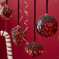 RETIF Boule En Verre Rouge 40 Leds Blanc Chaud O20Cm Clearance