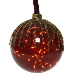 RETIF Boule En Verre Rouge 30 Leds Blanc Chaud O14Cm New