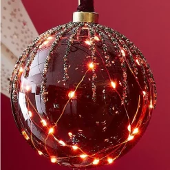 RETIF Boule En Verre Rouge 30 Leds Blanc Chaud O14Cm New