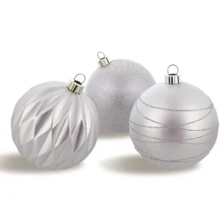 RETIF Boules Argent En Plastique 3 Finitions Assorties D.15Cm Par 3 Discount