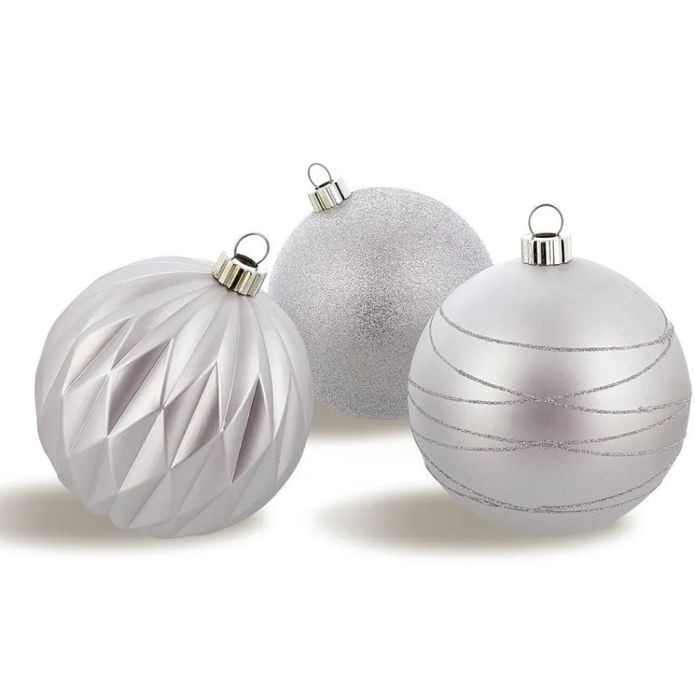 RETIF Boules Argent En Plastique 3 Finitions Assorties D.15Cm Par 3 Discount