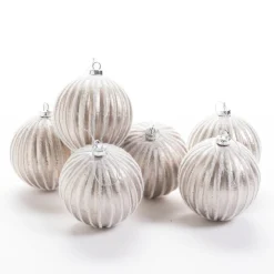 RETIF Boules Champagne Et Lignes Blanches O 10 Cm - Par 6 Shop