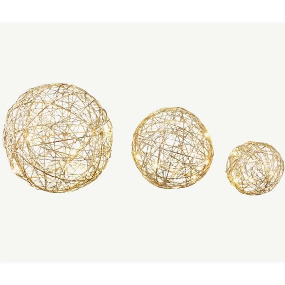 RETIF Boules En Metal Dore Micro Led, Lot De 3 Shop