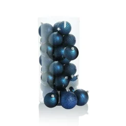 RETIF Boules En Plastique Bleu Nuit D.6 A 8 Cm Finitions Assorties - Boite De 44 Clearance
