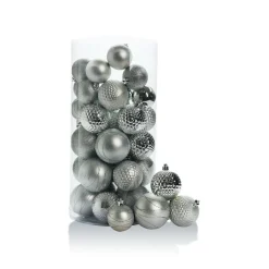 RETIF Boules En Plastique Gris Clair D.6 A 8 Cm Finitions Assorties - Boite De 44 Best Sale