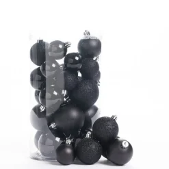 RETIF Boules En Plastique Noir O 4 A 6Cm - Finitions Assorties - Boite De 30 Fashion