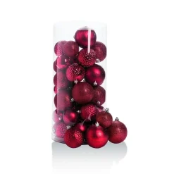 RETIF Boules En Plastique Rouge D.6 A 8 Cm Finitions Assorties - Boite De 44 Online
