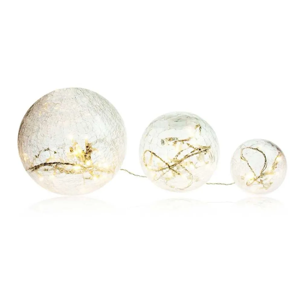 RETIF Boules En Verre Blanc Led - 10-15-20 Cm Cheap