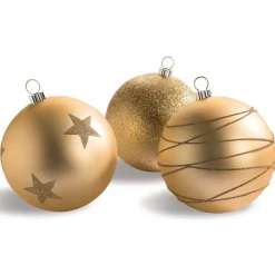 RETIF Boules Or En Plastique Finitions Assorties D.20Cm - Par 3 Discount