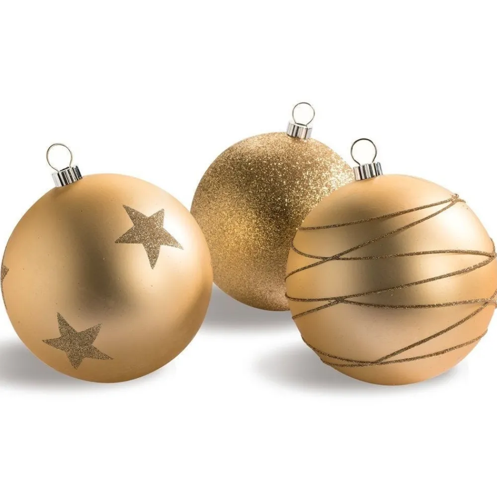 RETIF Boules Or En Plastique Finitions Assorties D.20Cm - Par 3 Discount