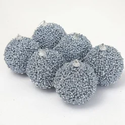 RETIF Boules Perlees Mauve Et Argent O 10 Cm- Boite De 6 Shop