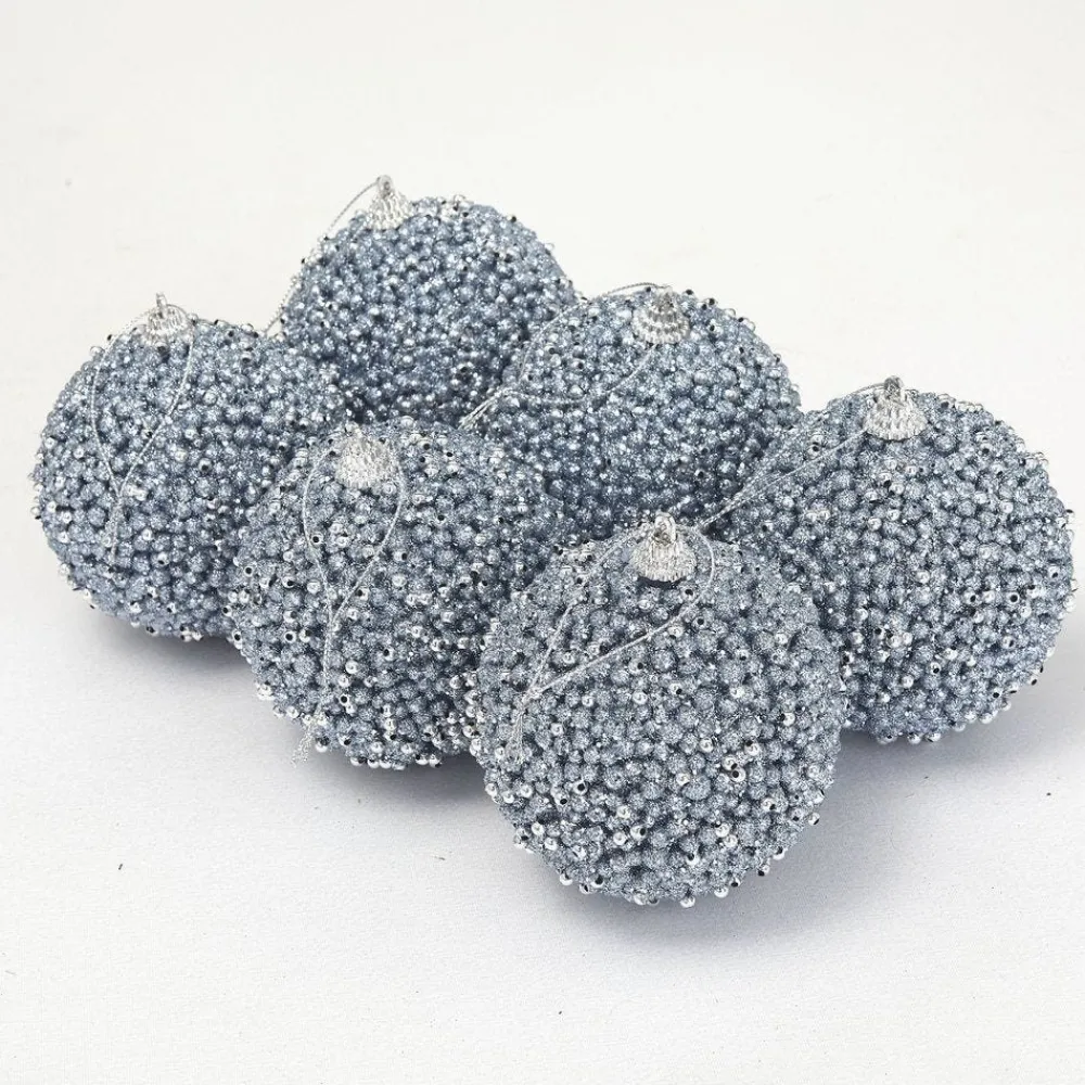 RETIF Boules Perlees Mauve Et Argent O 10 Cm- Boite De 6 Shop