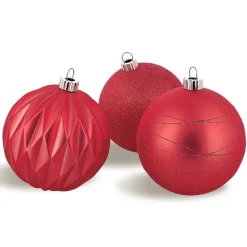 RETIF Boules Rouges En Plastique Finitions Assorties D.15Cm - Par 3 Flash Sale