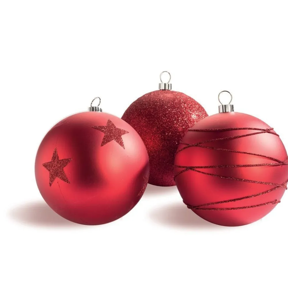 RETIF Boules Rouges En Plastique Finitions Assorties D.20Cm - Par 3 Shop
