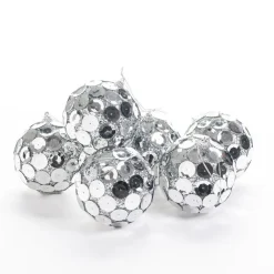 RETIF Boules Sequins Argent Et Perles O 10 Cm - Boite De 6 Flash Sale