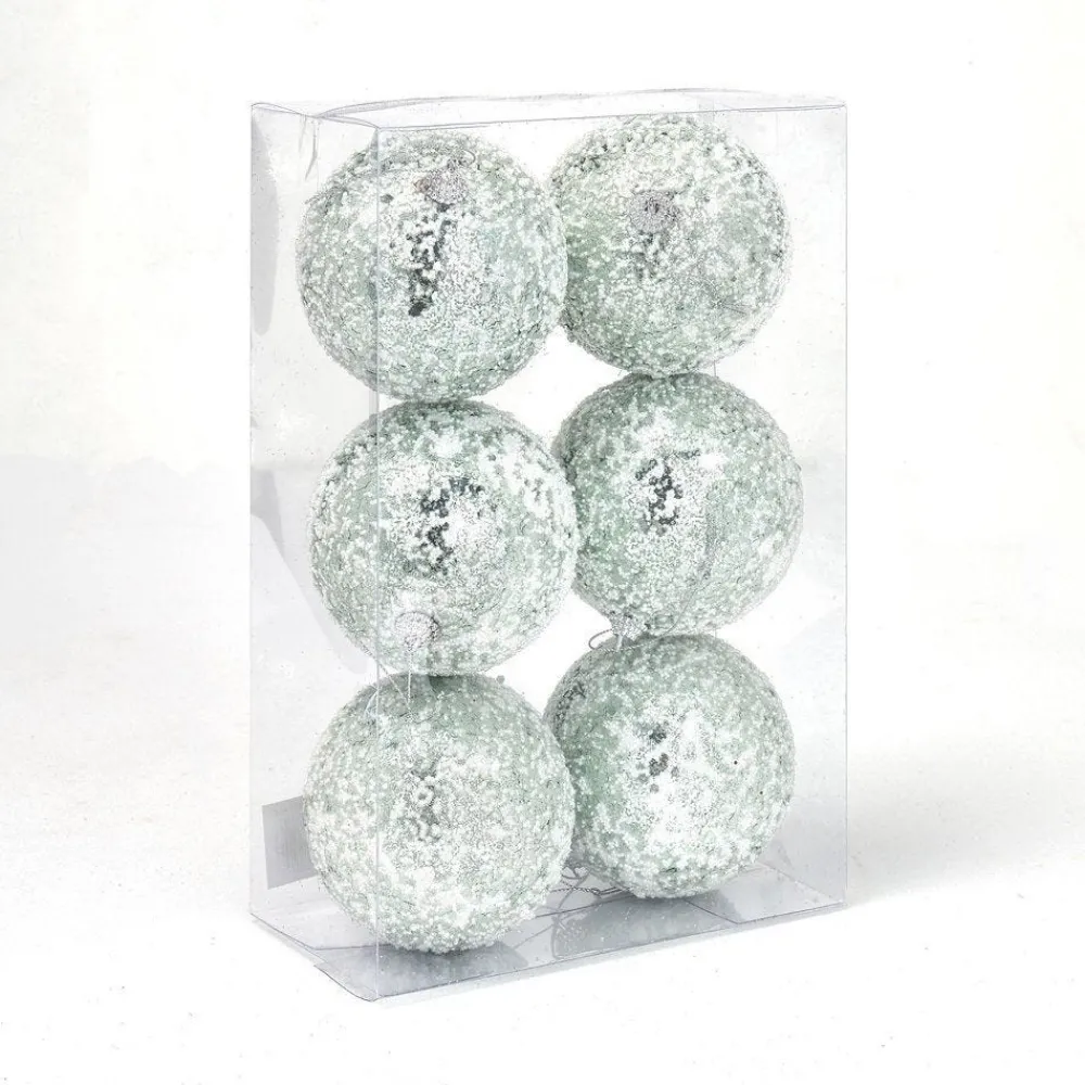 RETIF Boules Vert Clair Givrees O 10 Cm - Boite De 6 Store