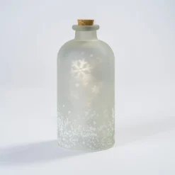 RETIF Bouteille Blanc Givre Avec Flocons Animes 12 Leds O 11 X H 24 Cm Store