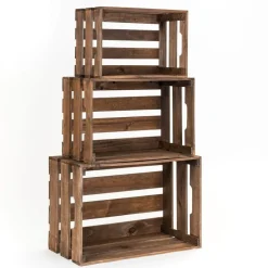 RETIF Caisses En Bois Marron L45 X P30,5 X H24 + L39 X P26,5 X H21 + L33 X P22 X H18 Store