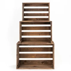 RETIF Caisses En Bois Marron L45 X P30,5 X H24 + L39 X P26,5 X H21 + L33 X P22 X H18 Store