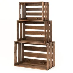 RETIF Caisses En Bois Marron L45 X P30,5 X H24 + L39 X P26,5 X H21 + L33 X P22 X H18 Store