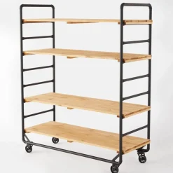 RETIF Chariot Boulanger Metal Noir Et Tablettes Bois L120 X P50 X H150Cm Discount