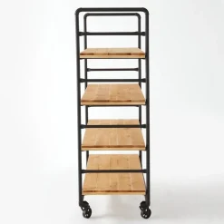 RETIF Chariot Boulanger Metal Noir Et Tablettes Bois L120 X P50 X H150Cm Discount
