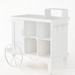 RETIF Charrette Bois Blanc 1 Porte 4 Cases Et Presentoir L120 X P55 X H90 Cm Discount