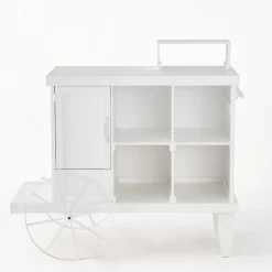 RETIF Charrette Bois Blanc 1 Porte 4 Cases Et Presentoir L120 X P55 X H90 Cm Discount