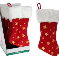 RETIF Chaussette De Noel Tissu A Etoiles Dorees L 45Cm Best