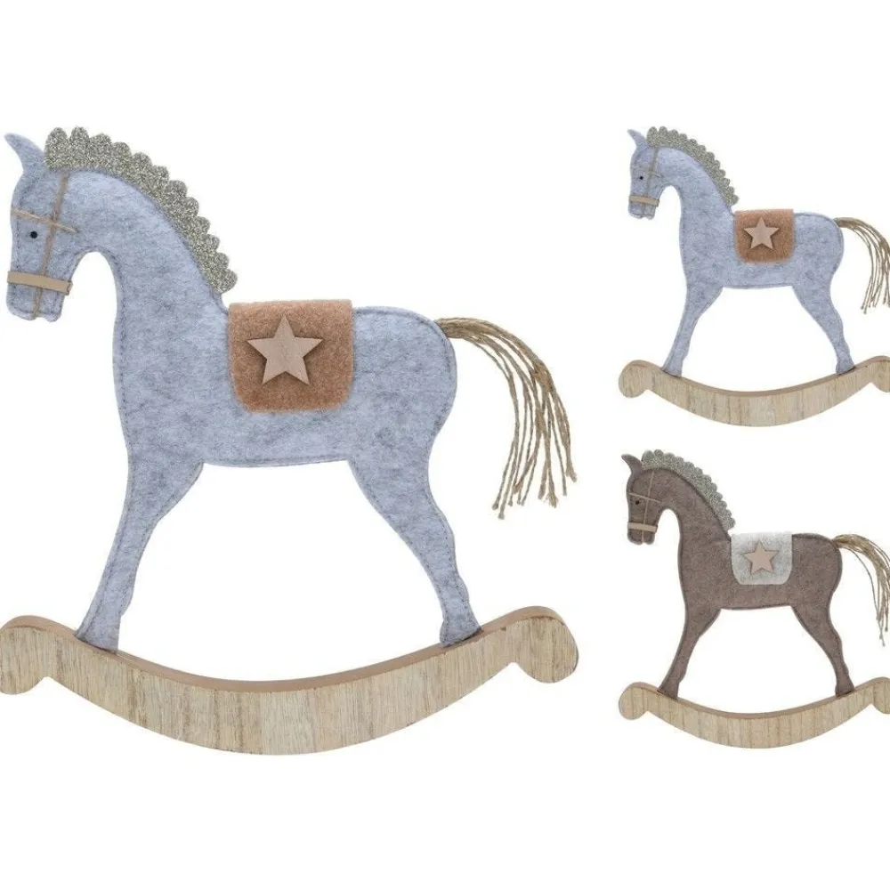 RETIF Cheval Bois Et Feutrine H30Cm 2 Coloris Possibles Gris/Brun Cheap
