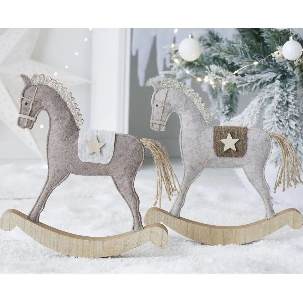 RETIF Cheval Bois Et Feutrine H30Cm 2 Coloris Possibles Gris/Brun Cheap