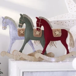RETIF Cheval Bois Et Feutrine H30Cm 3 Coloris Possibles Rouge/Vert/Ecru Shop