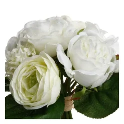 RETIF Compo Artificielle De 3 Roses Blanches Dans 3 Vases En Verre Lies Par Une Corde Fashion