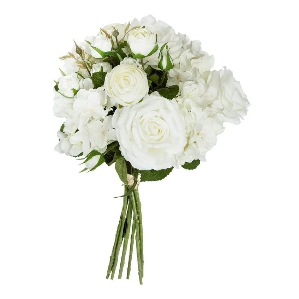RETIF Compo Artificielle De 3 Roses Blanches Dans 3 Vases En Verre Lies Par Une Corde Outlet