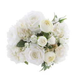 RETIF Compo Artificielle De 3 Roses Blanches Dans 3 Vases En Verre Lies Par Une Corde Outlet